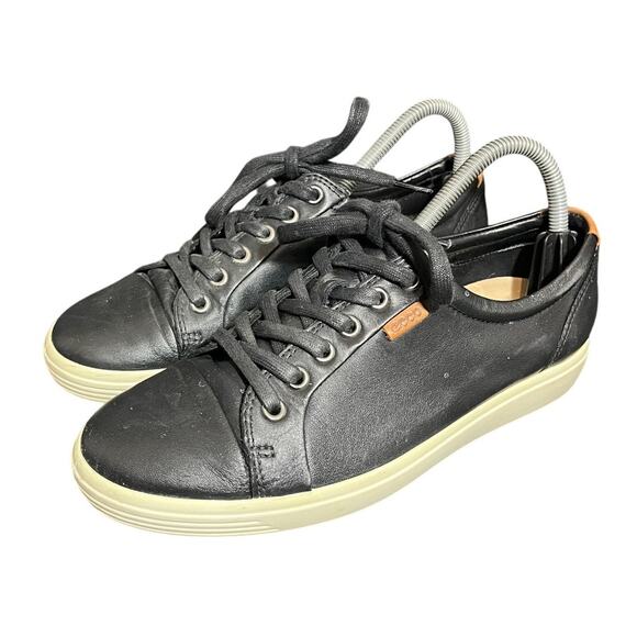 Ecco soft 7 sneaker women's EU 39 8-8.5 black leather nubuck casual shoes - Picture 1 of 8